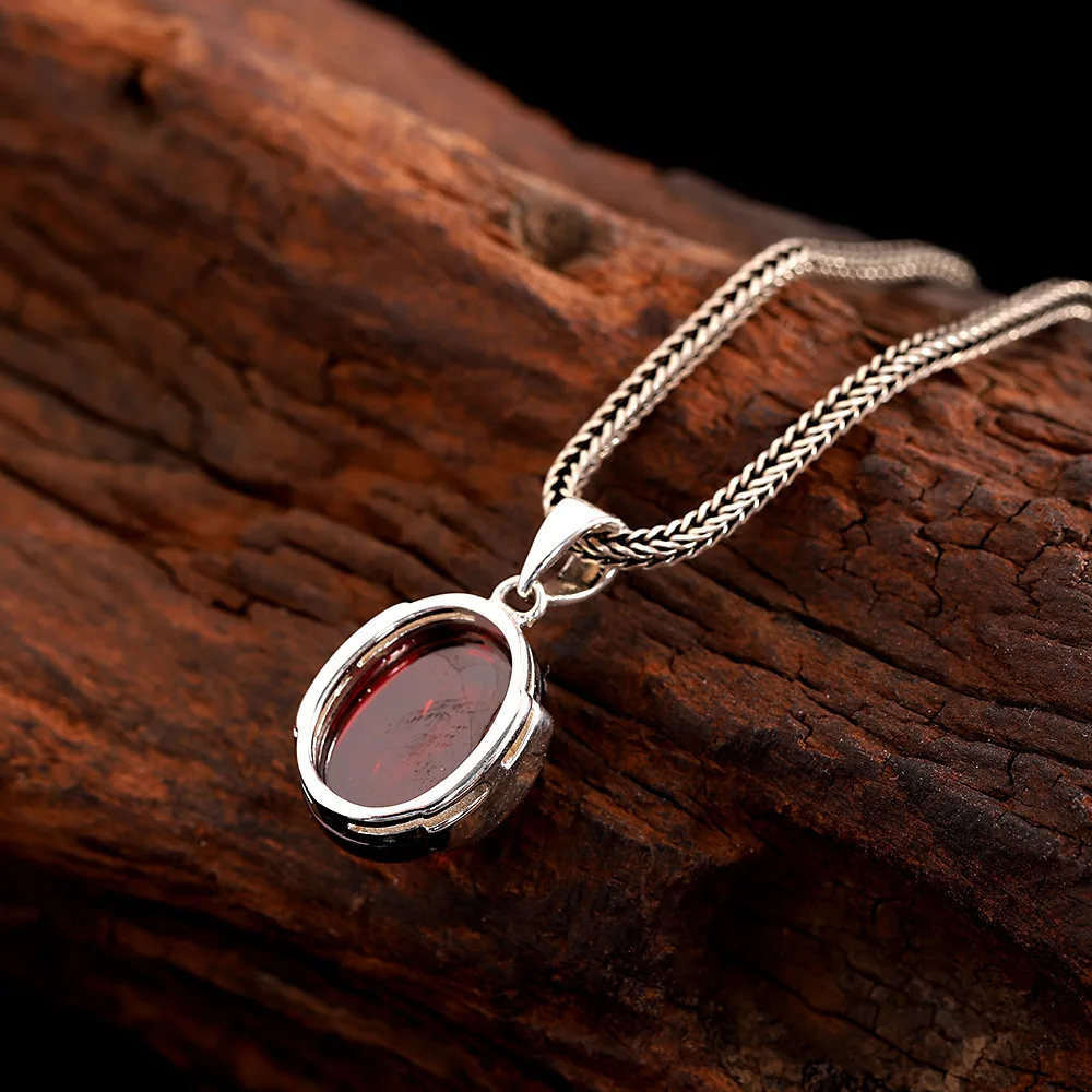 Red Garnet Necklace Pendant 100% 925 Sterling Silver Women Fine Jewelry Natural Stones Female Simple SP16 pendant necklace silver necklace silver pendant