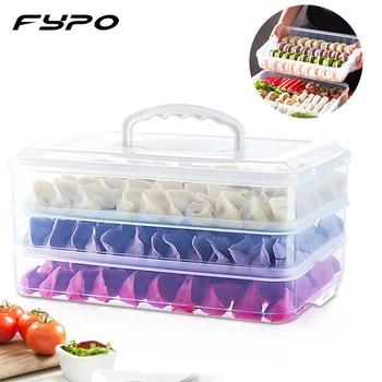 

Fypo Refrigerator preservation box 3 Layers Dumplings frozen Box Foods Storage Container Fish Meat Vegetable Organiser