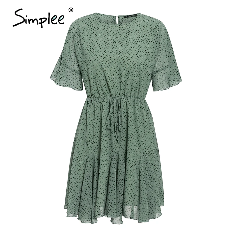 Женское платье с леопардовым принтом Simplee повседневное шифоновое мини круглым