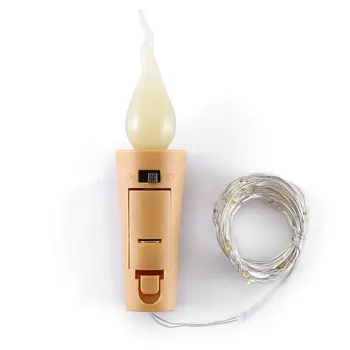 

Led Flame Candle Glass Bottle Cork Light String Led Silver Wire Fairy Christmas Garland Lighting Four Colors
