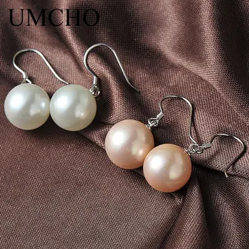 

UMCHO Solid Silver 925 Prevent Allergy Freshwater Pearl Drop Earrings Eardrop For Women Engagement Elegant Noble Fine Jewelry