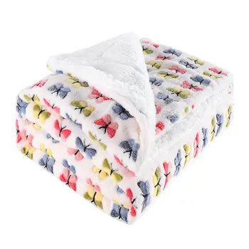 

Butterfly Print Soft Autumn and winter thickening velvet coral fleece blanket double flannel butterfly print lambskin blanket