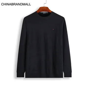 

Fat Man Plus Fat Plus Size Loose Knitting Shirt Middle Age Men Winter Round Neck Pullover Backing Sweater Plus Velvet