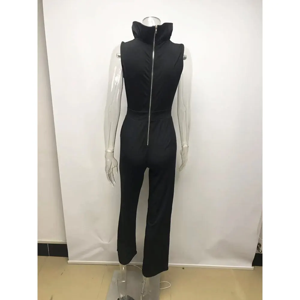 Горячая Новинка женский комбинезон труба воротник без рукавов Slim fit Летние повседневные штаны от комбинезона A2830