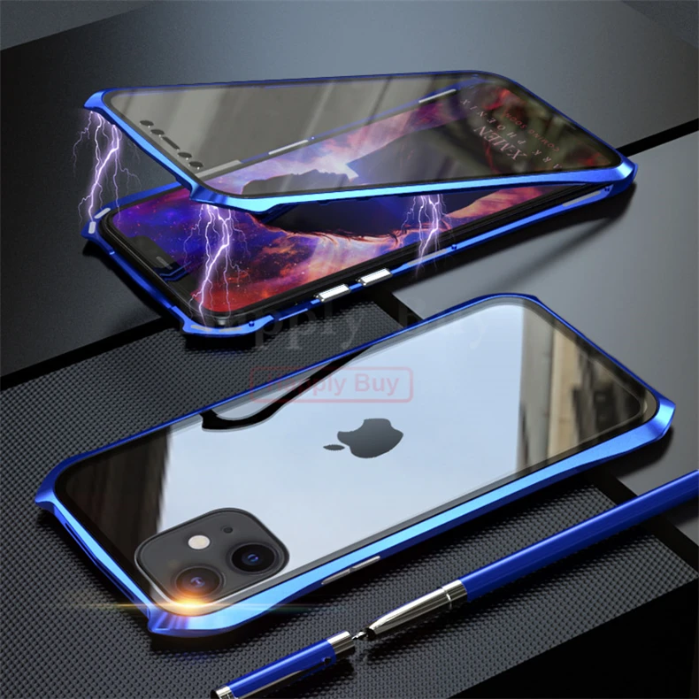 360 полный защитный чехол для телефона для iPhone 11 Pro Max чехол Магнитный чехол s для iPhone 11 Pro Max чехол металлический Bumber