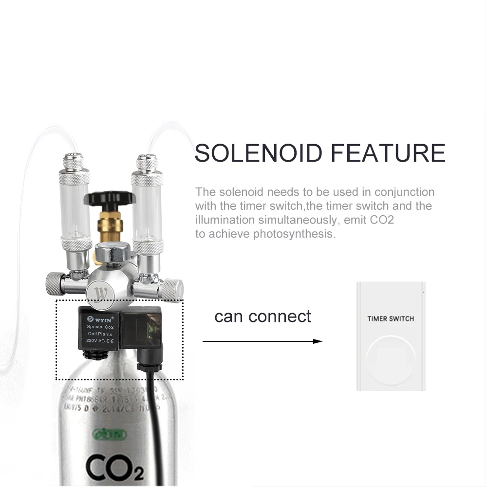 

Aquarium Co2 Equipment 12V Output Output Voltage Aquarium CO2 Regulator CO2 Pressure Regulator with Solenoid Double Trim Valve