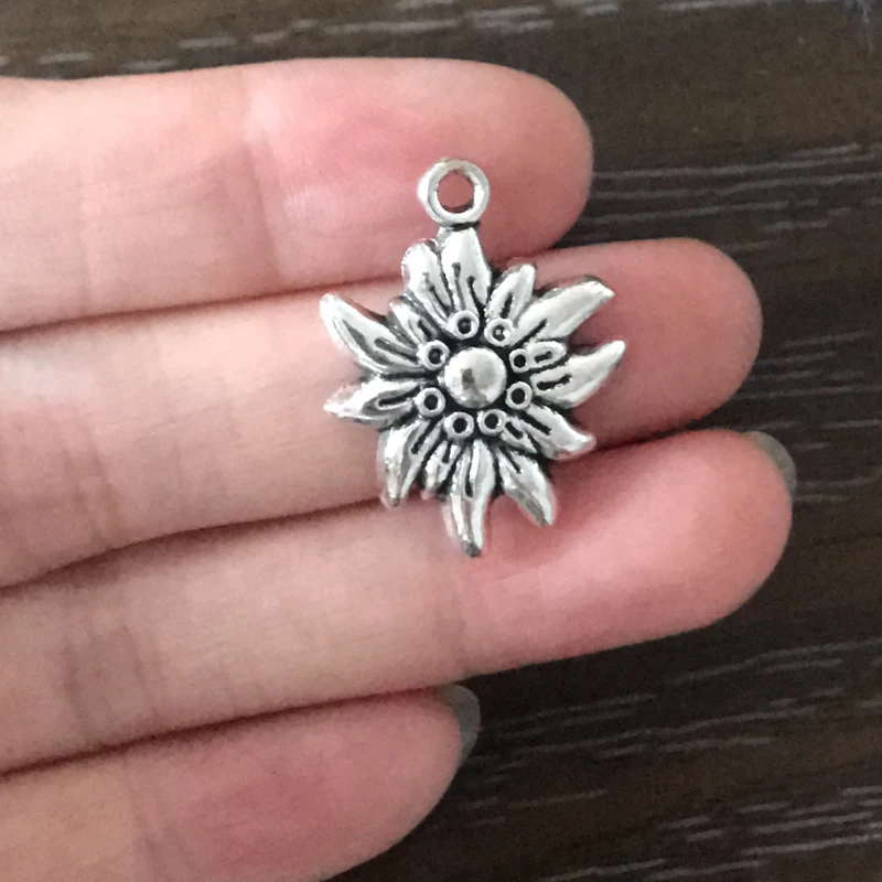 10 шт. DIY Подвески 19x25 мм Цветок Edelweiss из цинкового сплава для браслета ожерелья