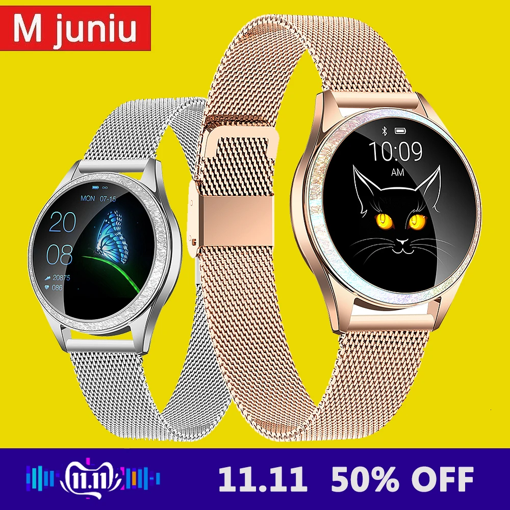 Frauen Smart Uhr Bluetooth Volle Bildschirm Smartwatch Herz Rate Monitor Sport Uhr für IOS Andriod KW20