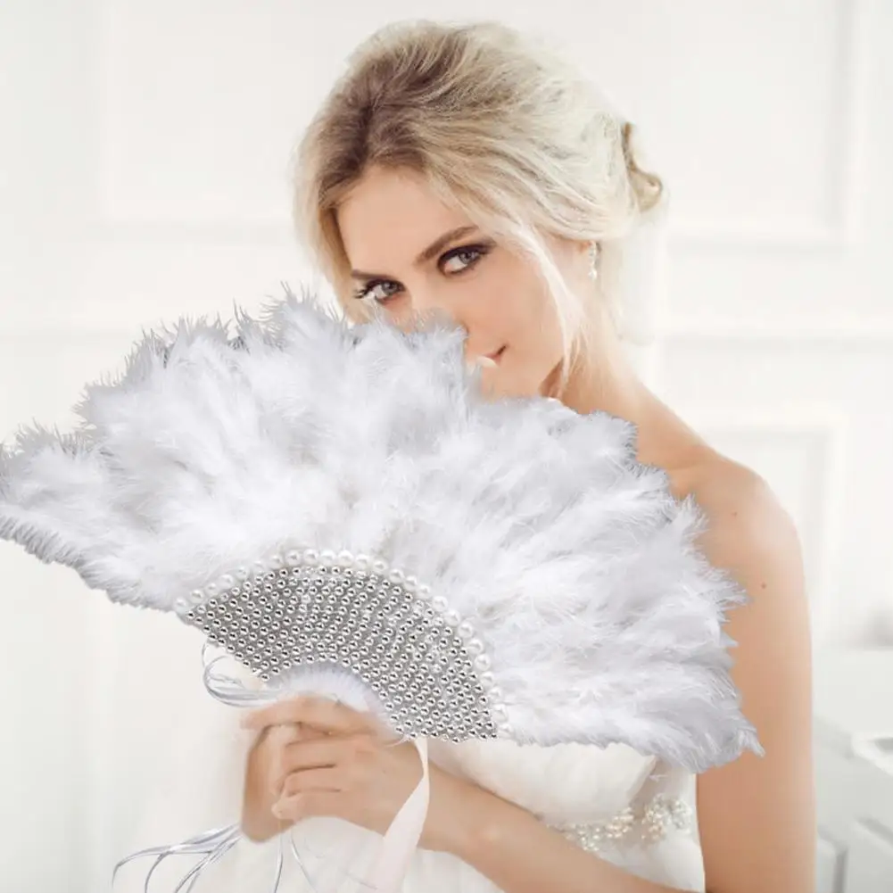 

Wedding Feather Fan Bride Handheld Non-Folding Fans Wedding Photo Shooting Props