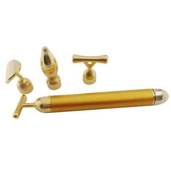 

4 in 1 Combination Set Beauty Bar 24K Golden Pulse Facial Massager, T-Shape Electric Sign Face Massage Tools for Sensitive Skin
