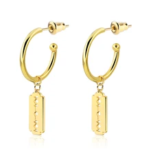 Hip Hop Razor Blades Pendant Earrings Stainless Steel Body Piercing  Jewelry Drop Earrings Punk Dangle Earring