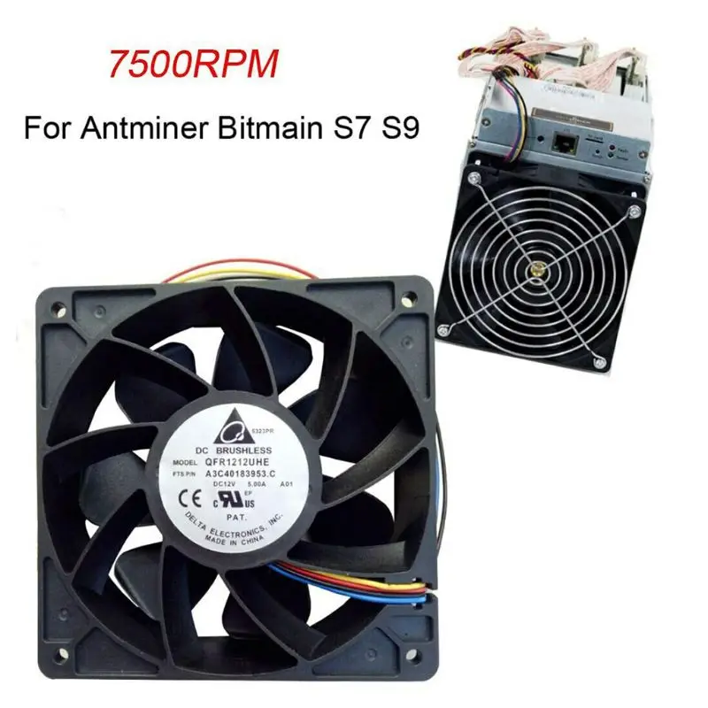 Universal 7500RPM Cooling Fan Cooler Replacement 4 Pin Connector for Antminer Bitmain S7 S9 2