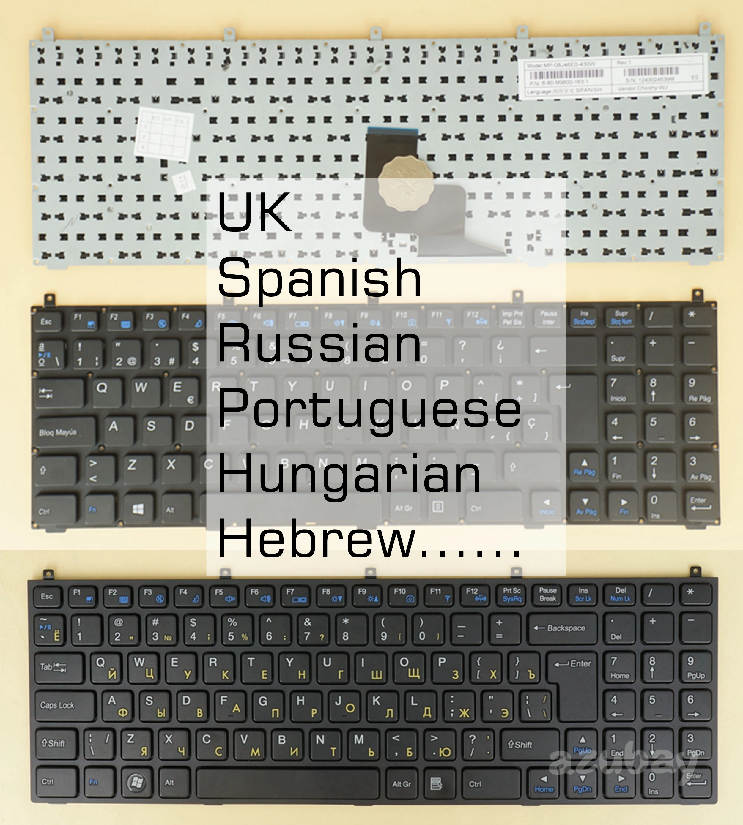 UK Spanish Portuguese Hungarian Hebrew Russian Keyboard For Clevo E713X P151EM P151EM-C P151HM P151HM-C P170HM W860 W860CU W870 |