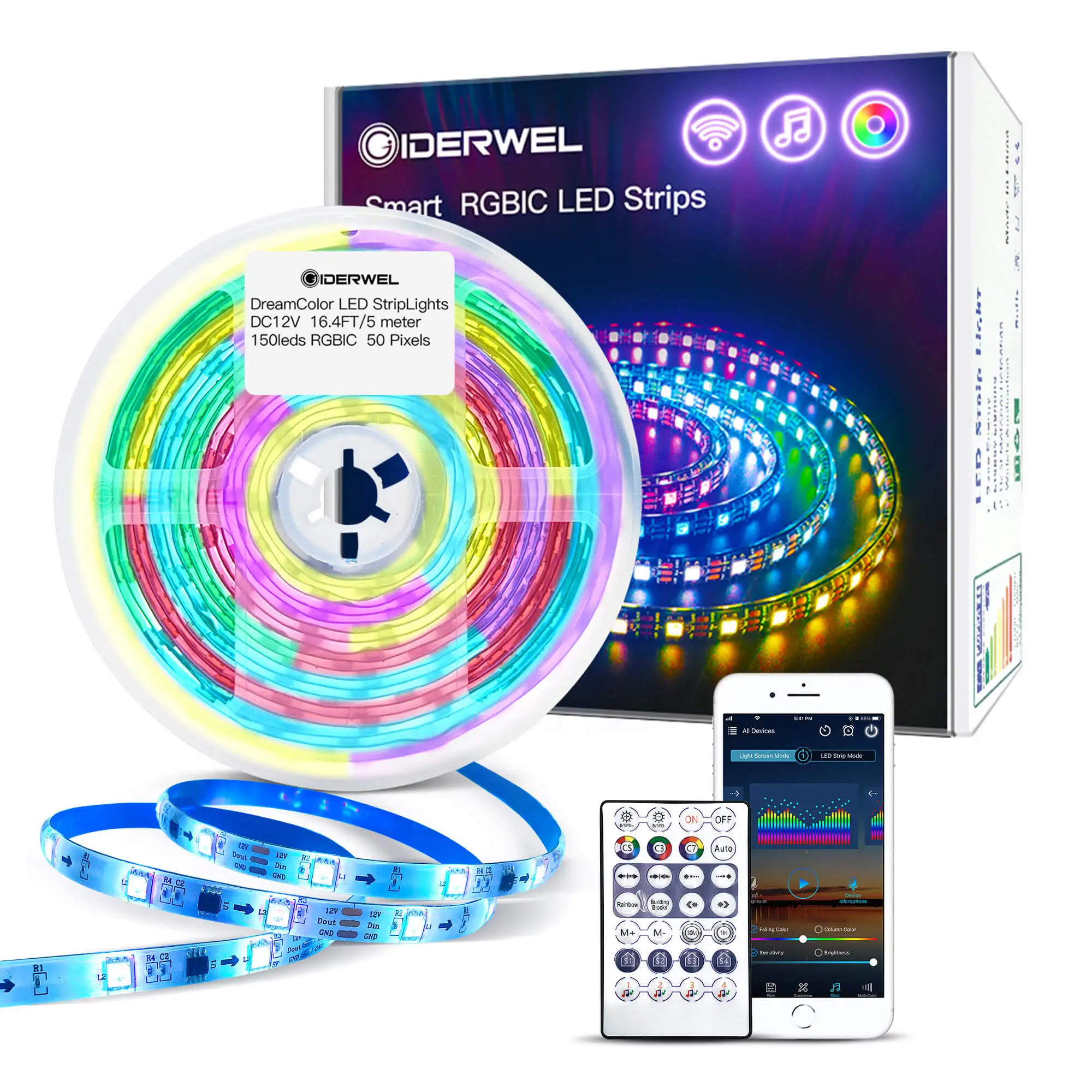 Smart WiFi RGB Addressable Strip Lights Alexa Wireless LED Controller Neon Signs Work with Alexa&Google Assistant Music Sync