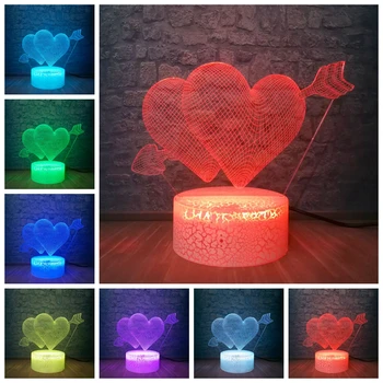 

Romantic 3d led night light battery USB Charging love decorative Table Lamp Multicolor RGB Bulb Lover Christmas Gift Luminaria