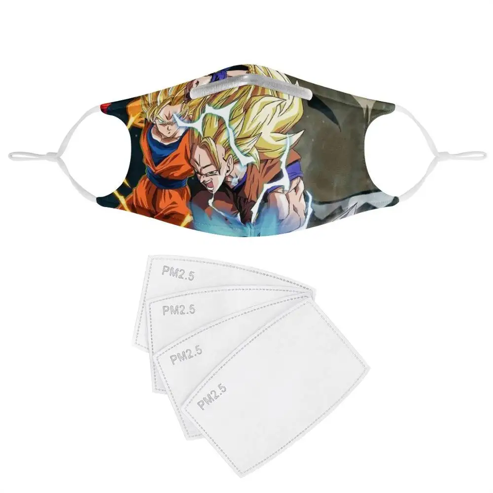 

4Pcs PM2.5 Filter Kid Masks Dragon Ball Women Men Anti-dust Masks Fashion Washable Reusable Face Mask Non-disposable Moth Mask