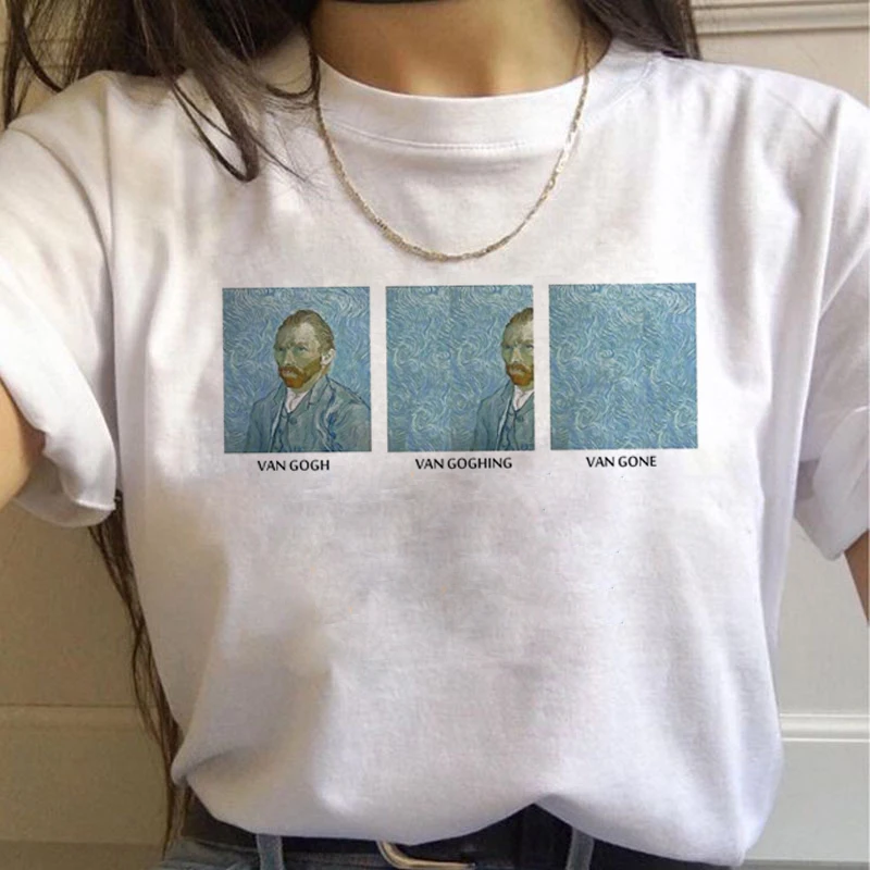 Vincent Van Gogh Harajuku эстетические футболки Женская масляная живопись Ullzang забавная футболка 90s Винтажная футболка модные футболки женские