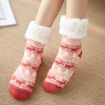 

2020 New Christmas Socks Winter Warm Cotton Women Socks Christmas Tree Elk Pattern Non-slip Floor Slippers Socks
