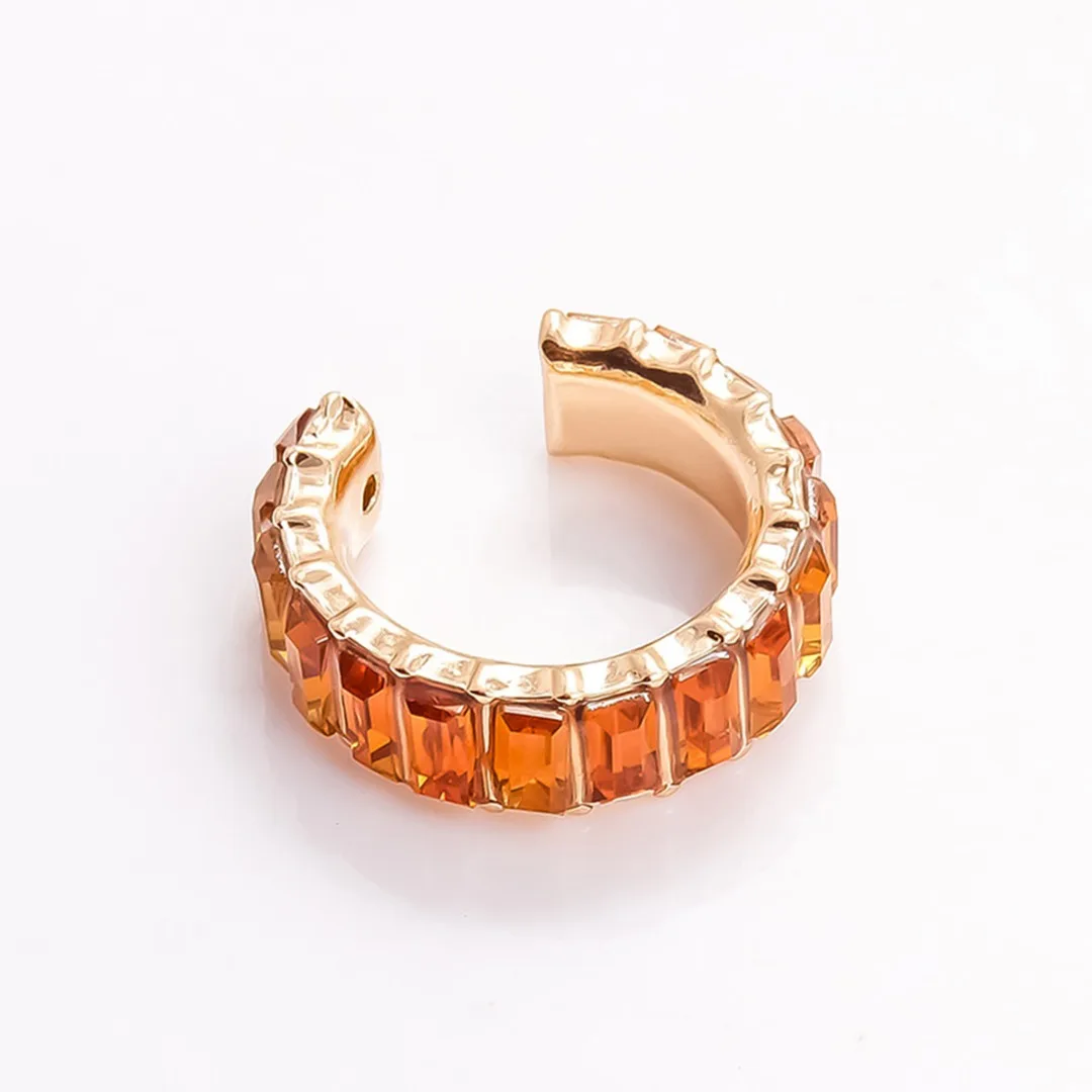 Инкрустированные стеклянные хрустальные женские цветной зажим серьги, новинка, без пирсинга для ушей, c-стиль, Модные Цветные Серьги-манжеты, клипсы, ювелирные изделия