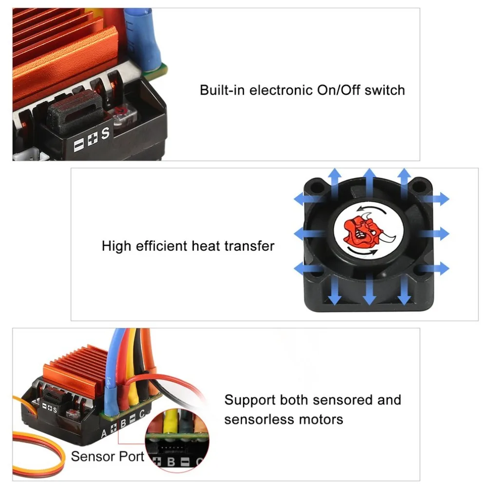 SKYRC 4000KV 8,5 T Американская классификация проводов 2р бесщеточный двигатель с датчиком+ CS60 60A Сенсорный электронный регулятор хода+ светодиодный программы карты комбо набор для 1/10 1/12 машинка багги на ду