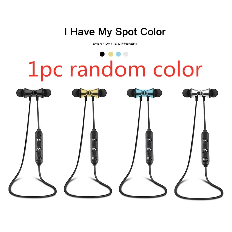random color Спортивные магнитные наушники беспроводные Bluetooth наушники стерео бас наушники для прослушивания музыки с микрофоном наушники для S8 для мобильного телефона - Цвет: random color