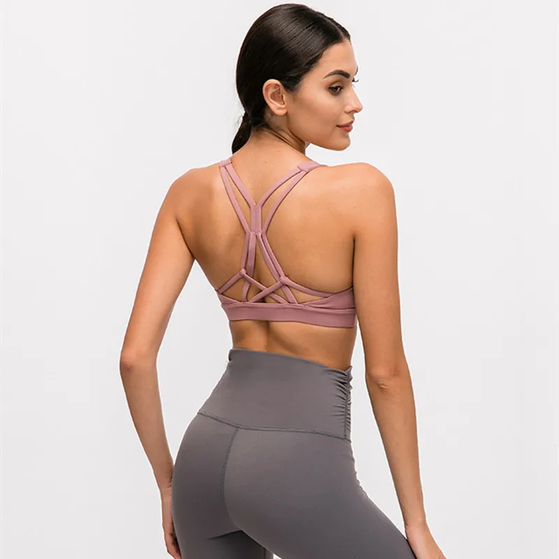 High strength Workout Sports Bras Tops Women Naked-feel Wireless Gym Fitness Bras Padded Push Up Athletic Vest Yoga Tops
