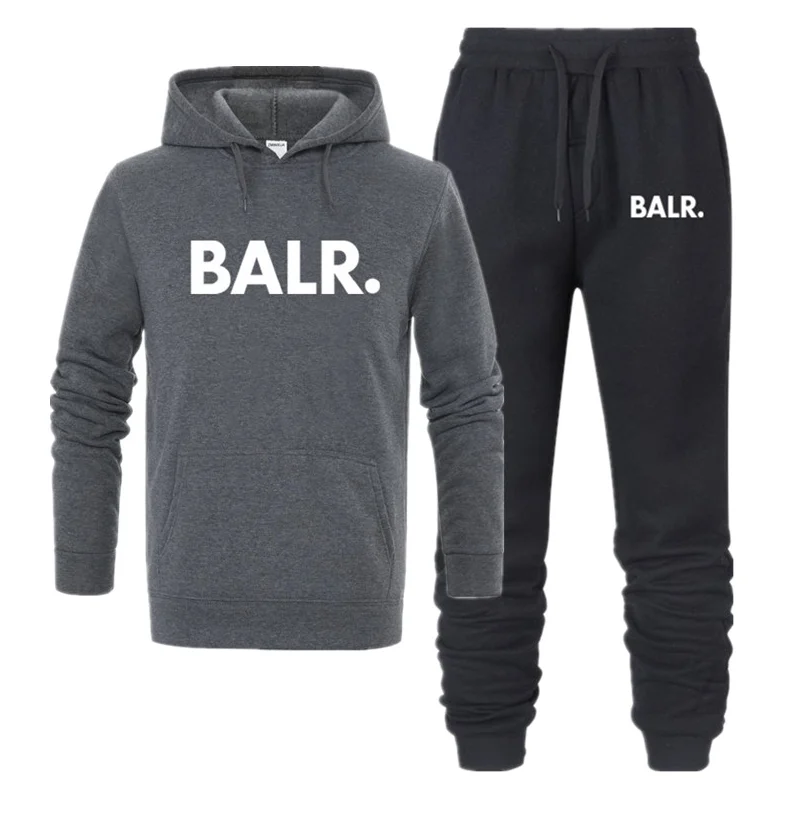 Dark gray1 Chándales de moda para hombres y модный привлекательный раздельный купальник Otoño Invierno, одежда для детей ropa deportiva; сезон весна-осень con estampado BALR conjuntos para hombres sudadera - Цвет: Dark gray1