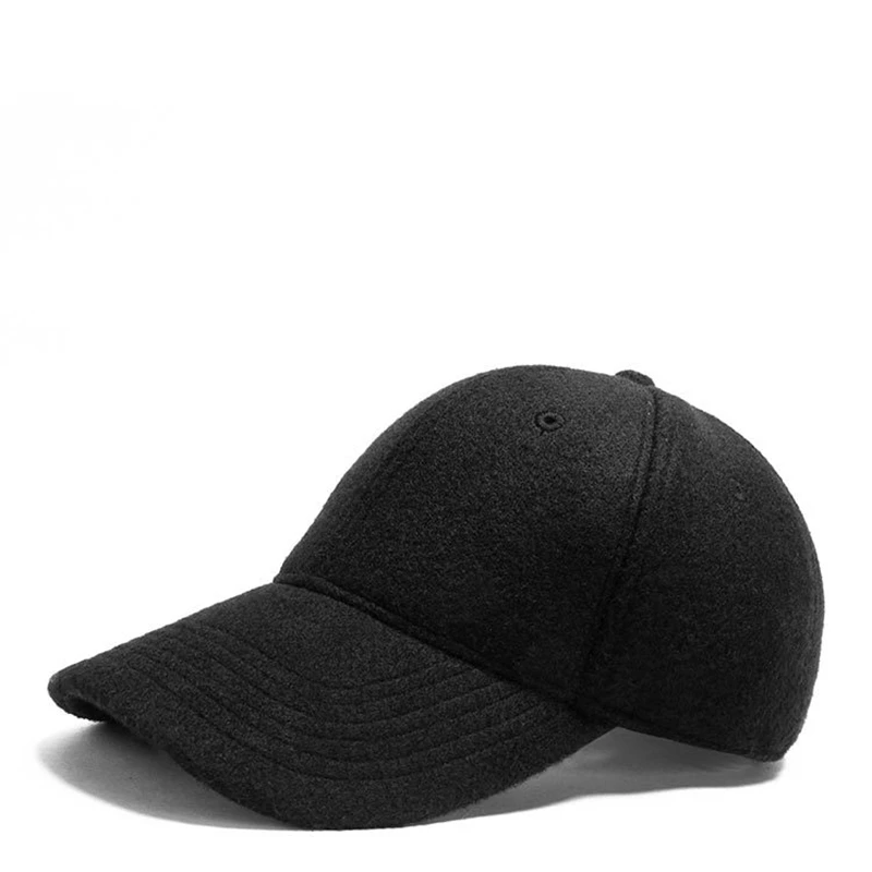 

2019 Winter Thick Warm Wool Baseball Hat with Fleece Lining Women Outdoor Cold-proof Peaked Cap Man Plus Size Felt Caps 56-62cm