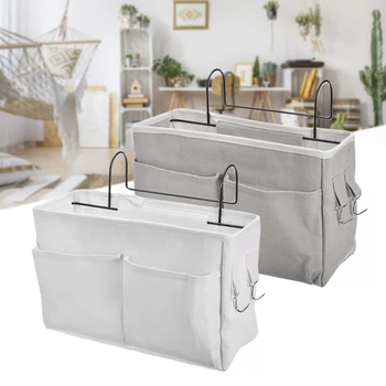 

Canvas Bedside Storage Organizer Bed Desk Bag Sofa TV Remote Control Hanging Storage Bag Dorm Room Sundries Storage Bag