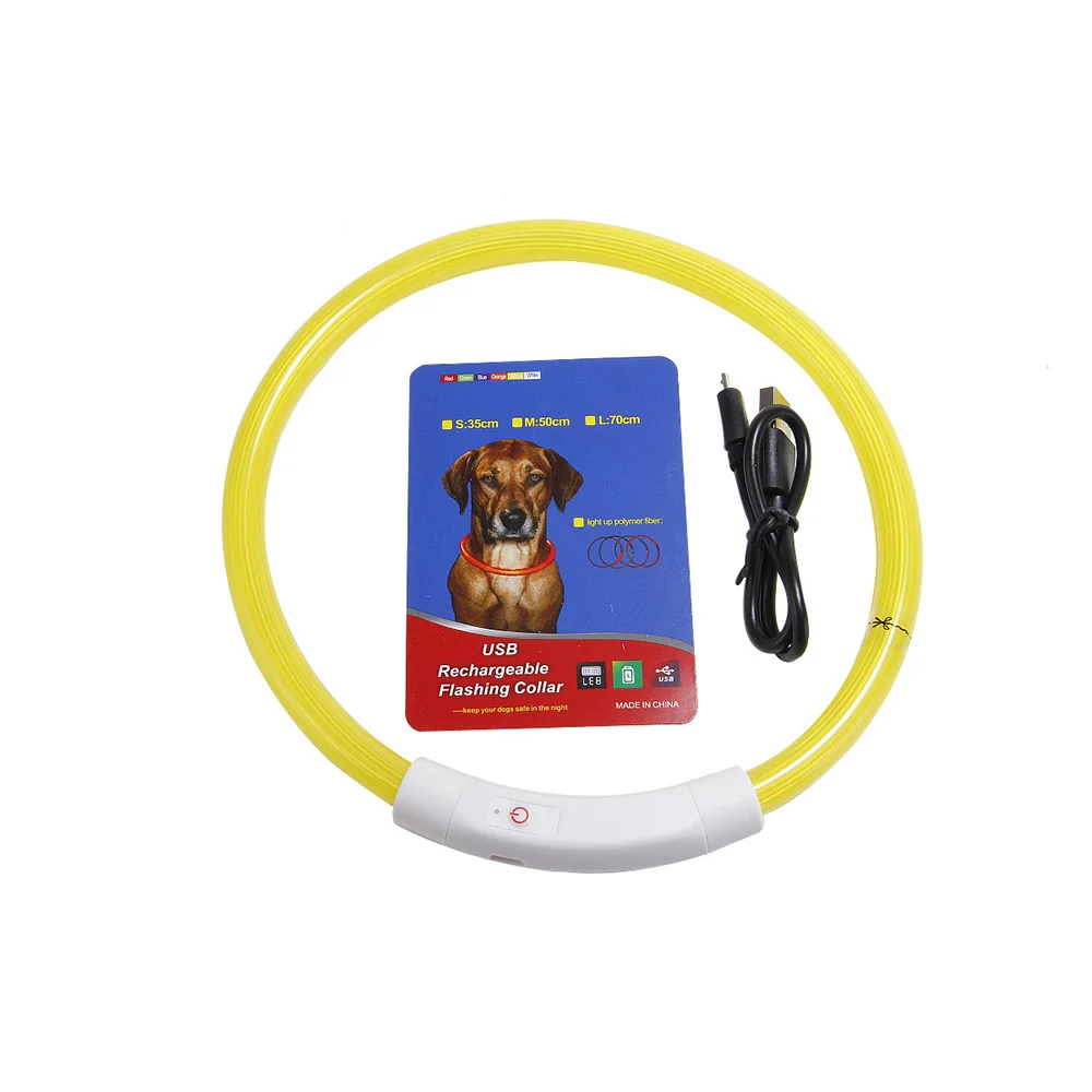 Yellow Usb-зарядка ошейник для собак Светодиодный ночной мигающий светящийся ошейник для собак кошек антиаварийный Регулируемый ошейник Тедди золотистый ретривер - Цвет: Yellow