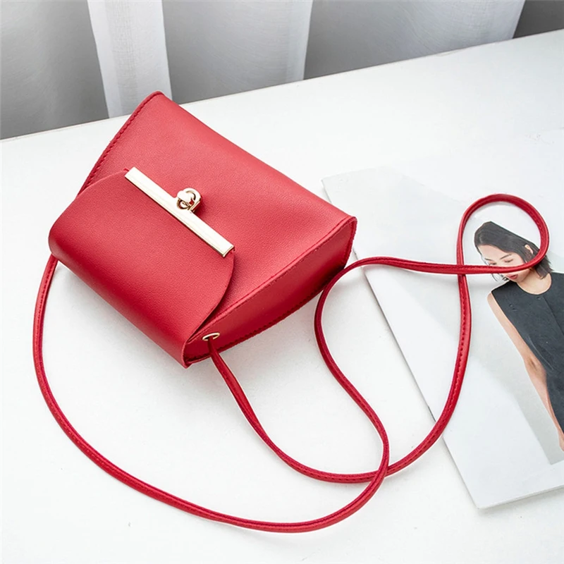 

Simple Flap Shoulder Pu Leather Bags Women Girls Pure Color Mini Messenger Chest Bag CrossBody Handbags(Red)