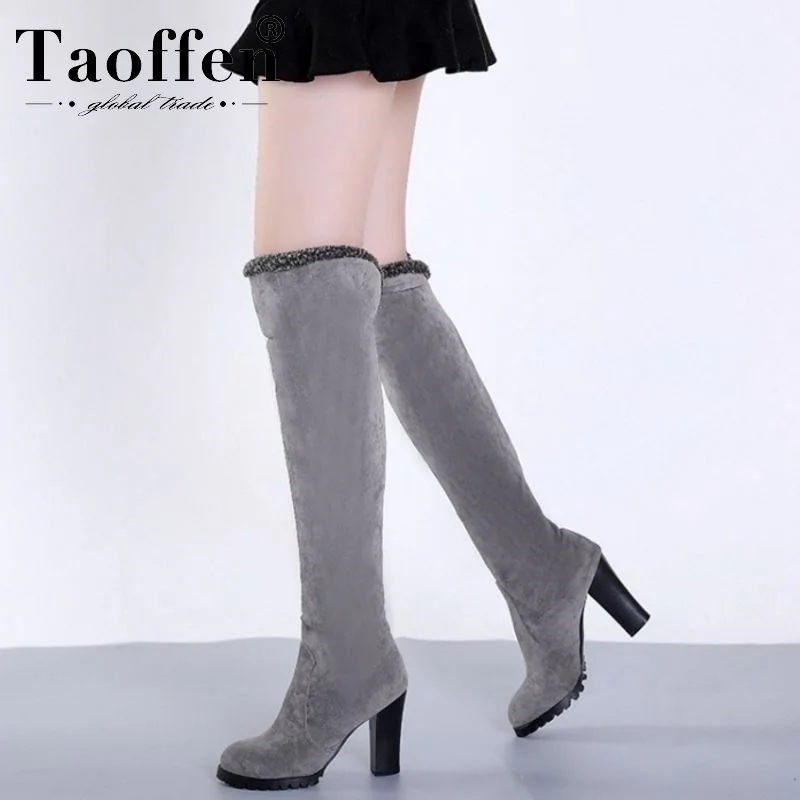 Taoffen Plus Size 35 48 Women Over The Knee Boots Warm Winter Office
