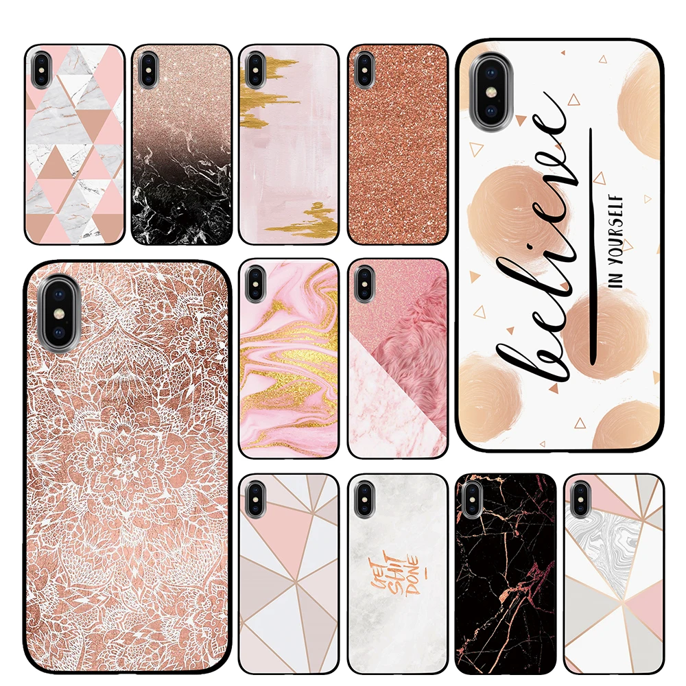 Мраморный дизайн розового золота для iPhone 5 5S SE 6 6s 7 8 Plus X XS Max XR чехлы
