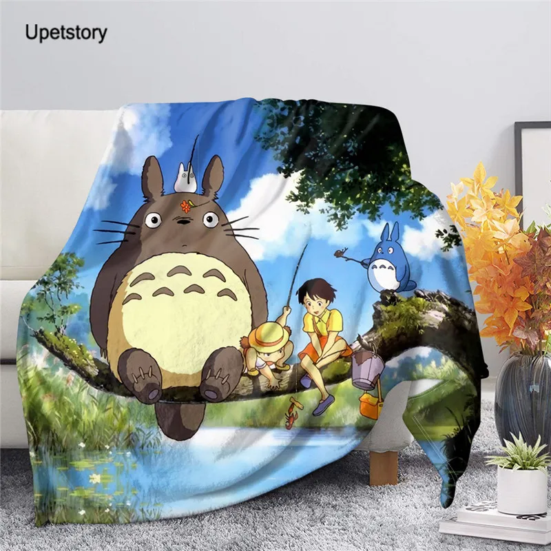 Флисовое одеяло Upetstory с 3D-принтом Тоторо для кровати плотное модное покрывало из