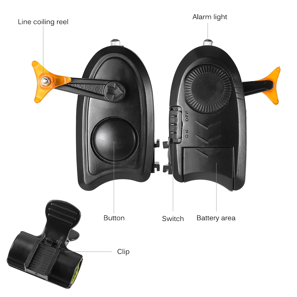 

Fishing Bite Sound Alarm Bell with Clip LED Light Fishing Rod Alarm Bell with 3 Button Batteries for Carp Pesca