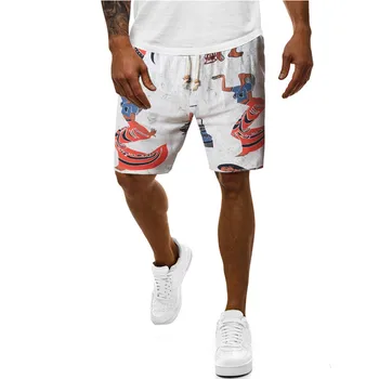 

Men Loose Casual Hawaii Printing Shorts Man Plus Size Ethnic Printed Linen Cotton Multi-Pocket Overalls Shorts Fashion Pant #319