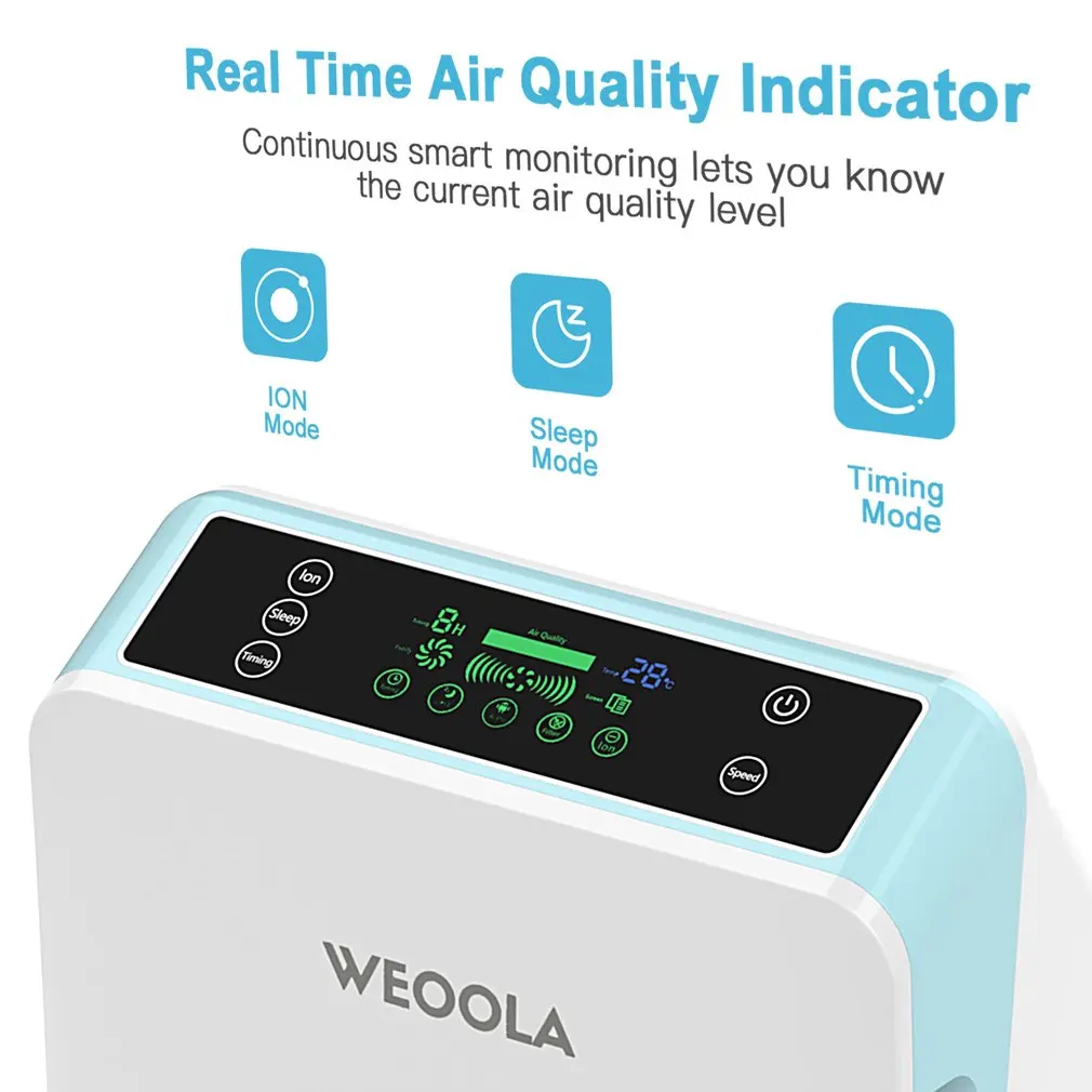 

WEOOLA Air Purifier with True HEPA Filter Actived Carbon Layer Filter Odor Allergies Eliminator Air Cleaner for Home Office