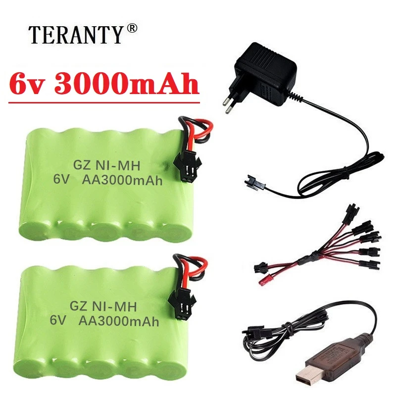 Upgrade 6v 3000mah NiMH Battery Charger sets For Rc Toys Cars Tank Truck Robots Guns Boats AA Ni-MH 6v Rechargeable Battery Pack