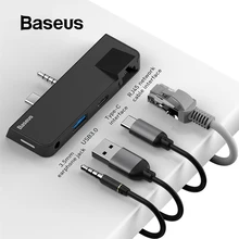 Baseus 4 в 1 USB3.0 A концентратор type-C 60 Вт Быстрая зарядка концентратор для поверхности Go 3,5 мм разъем для HDMI RJ45 концентратор для поверхности Go Pro адаптер концентратор