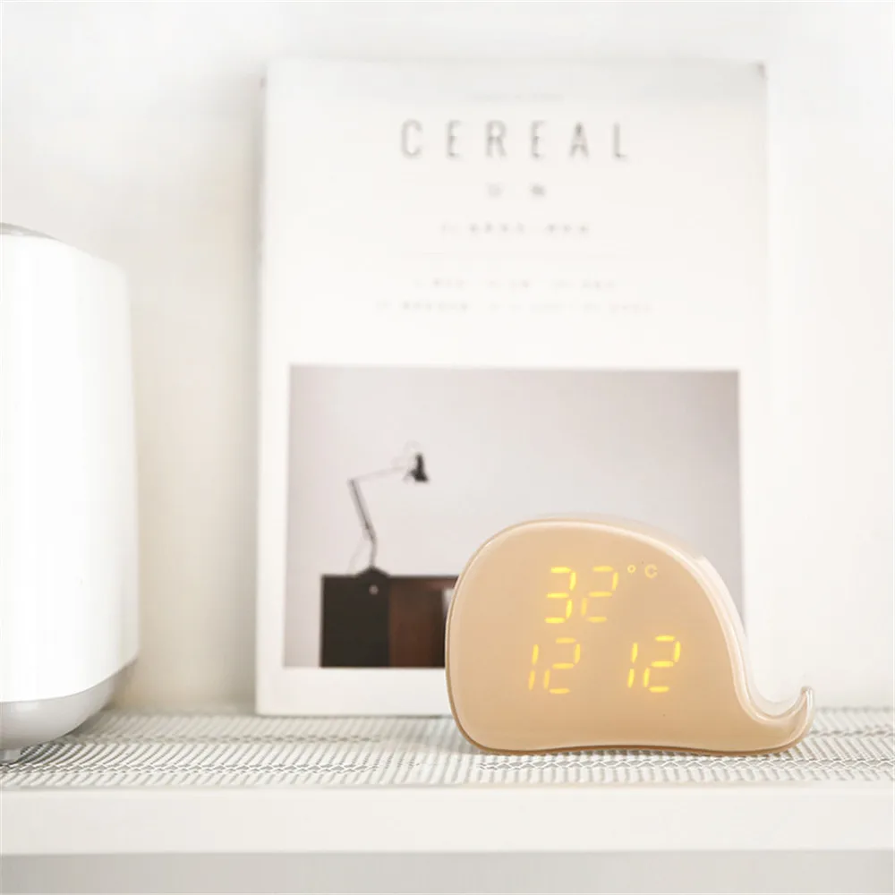 

Whale Alarm Clock Charging Digital Snooze Alarm Clock Temperature Display Magnetic Night Light Clock Voice Control Alarm Clock