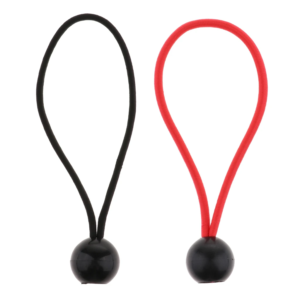2 Pieces 5.5 inch Heavy Duty Ball Bungee Canopy Tarp Tie Down Cord Photography Ball Head Fixed Accessory, Black+Red