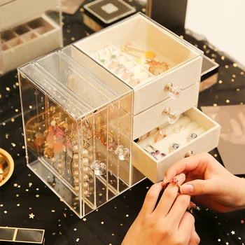 

Acrylic Jewelry Storage Drawer Box Clear Earrings Jewelry Storage Drawer Box with Tray