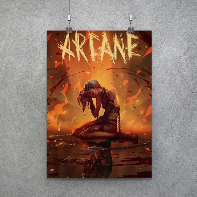 Popular TV Show Arcane Kraft Paper Poster Vi Viktor Jayce Jinx Home Decor Study Bedroom Bar Cafe Wall Paintings Stickers Posters Poster