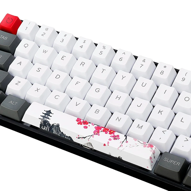 Пятисторонний Dyesub 6.25U Новинка Keycap PBT пагода цветок сливы космический бар