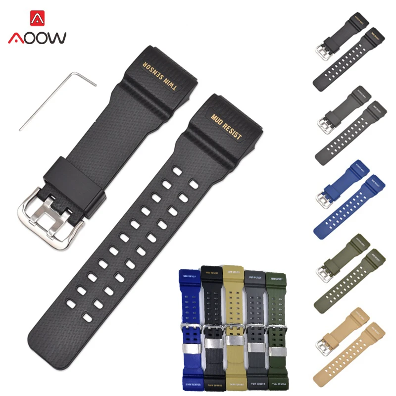 

AOOW Watchband for Casio GG-1000/GWG-100/GSG-100 G-Shock Rubber Watch Strap Bands Waterproof Sport Watch Belt With Tools