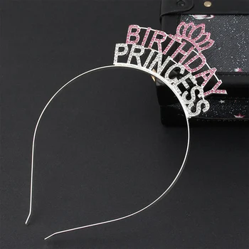 

Birthday Princess Crown Tiara Headband for Women Girls 13th 16th 18th 21st 30th Birthday Party Decorations Supplies Favors Gifts
