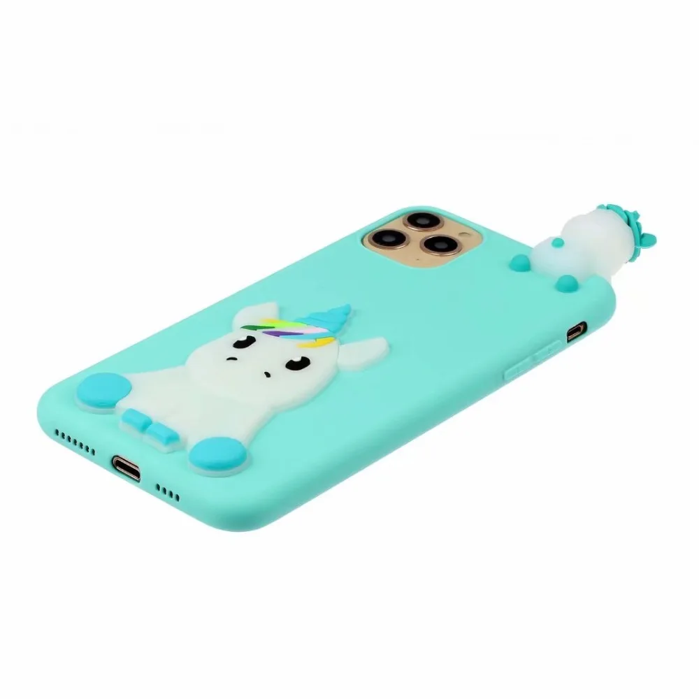 Для iPhone 11 Pro XS Max XR X 6S 7 8 Plus чехол 3D единорог Capinha Funda женский Мягкий силиконовый чехол