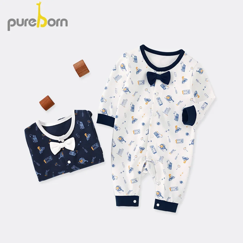 Pureborn/Одежда для младенцев весенние комбинезоны новорожденных мальчиков