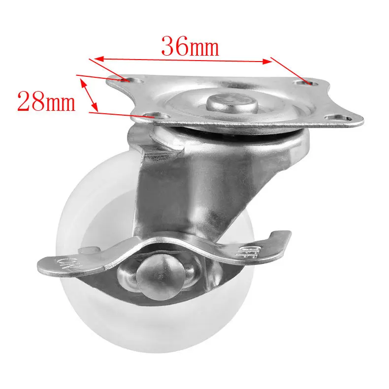 Перекрестная граница 1,5 дюймов универсальное колесо с тормозом диаметром 4 см белый ПП плоский край тормоза круглая высота 5 см мебель Whe
