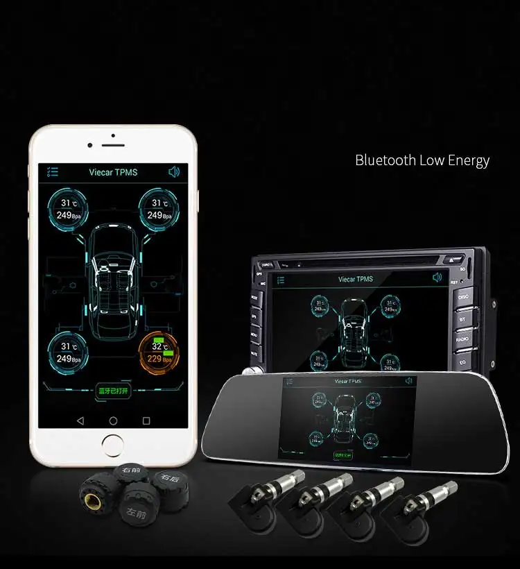 

TPMS Bluetooth 4.0 Save Fuel 4 Internal/External Sensor hud car display Tire Pressure Monitoring TPMS Bluetooth WRTRST50 TPMS